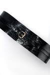 Shop_Trov_Black Luca Croc Embossed Buckle Belt _at_Aza_Fashions