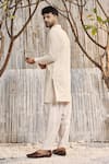 Shop_Charkhee_Ivory Kurta  Schiffli Solid Straight And Salwar Set _at_Aza_Fashions