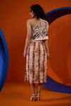 Shop_The Dramebaaz CO_Ivory Cotton, Silk Embroidery Asymmetric Calla One Shoulder Top And Skirt Set _at_Aza_Fashions