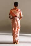 Shop_Mimamsaa_Peach Sara Brocade Silk Saree With Unstitched Blouse Piece_at_Aza_Fashions