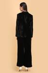 Shop_Label Ivish_Black , Velvet, Satin Round Neck Blazer Flared Trouser Set _at_Aza_Fashions
