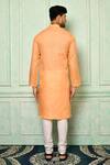 Shop_Nazaakat by Samara Singh_Peach Cotton Mandarin Collar Straight Kurta Set_at_Aza_Fashions