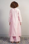 Shop_Samant Chauhan_Pink Cotton Silk Embroidered Aari Round Straight Kurta Set_at_Aza_Fashions