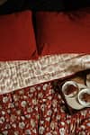 Shop_Raamae_Red 100% Cotton Hand Block Print Dahlia Quilt With Pillow Covers _at_Aza_Fashions