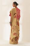 Shop_Kasturi Kundal_Brown Printed Pushpa Pure Linen Handloom Saree With Unstitched Blouse _at_Aza_Fashions
