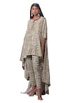 Shop_AK-OK_Multi Color Silk And Embroidery Geometric Cape & Pant Set  _at_Aza_Fashions