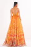 Shop_Cedar & Pine_Multi Color Organza Embroidery Beads Floral Impression Bodice Gown  _at_Aza_Fashions