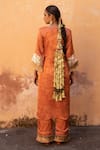 Shop_Avaasya Jaipur_Orange Silk Tassels V-neck V Kurta And Pant Set _at_Aza_Fashions