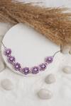 Shop Torque By Merge Purple Beads, Sequins Flower Design Choker Set at Aza Fashions Shop_Torque By Merge_Purple Beads, Sequins Flower Design Choker Set _at_Aza_Fashions