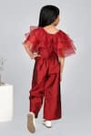 Shop_Jelly Jones_Maroon Taffeta Flared Top And Culottes Set _at_Aza_Fashions