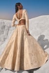 Seema Gujral_Cream Lehenga - Raw Silk Dupatta - Organza Cutwork Bridal Set  _Online_at_Aza_Fashions