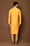 Shop_Naintara Bajaj_Yellow Kurta Raw Silk Embroidered Straight Pattern With Churidar _at_Aza_Fashions