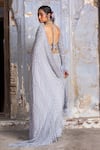 Nitika Gujral_Grey Saree Pure Georgette And Blouse Art Organza & Crystal Work With _Online_at_Aza_Fashions