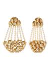 Shop_Minaki_White Pearls Embellished Danglers_at_Aza_Fashions