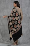 Shop_DUSALA_Black Embroidered Handwoven Pashmina Wool Peacock Aari Work Stole _at_Aza_Fashions