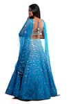 Shop_Archana Kochhar_Blue Lehenga And Blouse Raw Silk Embroidery Mirror Deep V Neck Work Set _at_Aza_Fashions