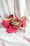 Shop_THE FROU FROU STUDIO_Pink Embellished Pearl Strap Block Heels _at_Aza_Fashions