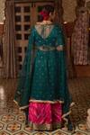 Priyanka Raajiv_Green Silk, Cotton, Tissue, Satin, Jayalakshmi Patchwork Embroidered Lehenga Set _Online_at_Aza_Fashions