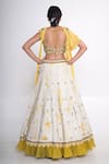 Shop_Merge Design_White Velvet Embroidered Pearl V Neck Lehenga Set _at_Aza_Fashions