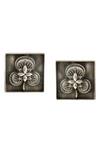 Shop_Palace Of Silver_White Oxidized Floral Ear Studs_at_Aza_Fashions