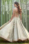 Shop_Shyam Narayan Prasad_Blue Brocade Embroidered Bridal Lehenga Set With Sleeveless Blouse _at_Aza_Fashions