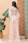 Shop_Rishi and Vibhuti_Pink Linen Embellished Tassel Cape Round Aurora And Pant Set _at_Aza_Fashions