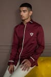 Shop_Varun Chakkilam_Maroon Cotton Piping Mahogany Punch Zenith Shirt _at_Aza_Fashions