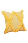 Shop_Throwpillow_Yellow Blend Of Cotton And Polyester Geometric Criss Cross Tufted Cushion Cover _at_Aza_Fashions