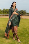 Shop_Safaa_Green Lining Shantoon, Moonga Silk Kani Weave Rayannah Floral Woven Kurta Set _at_Aza_Fashions
