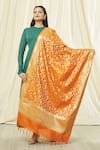 Shop_Samyukta Singhania_Orange Banarasi Art Silk Woven Floral Pattern Dupatta _at_Aza_Fashions