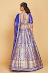 Shop_Amrin Khan_Blue Blouse Raw Silk Hand Flower Embellished Lehenga Set  _at_Aza_Fashions