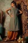 Shop_Esha L Amin_Multi Color Viscose Crepe Printed Small Square Open Long Jacket  _at_Aza_Fashions