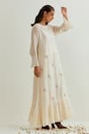 Shop_Prama By Pratima Pandey_Ivory Chanderi Embroidered Chikankari Round Maxi Dress With Inner  _at_Aza_Fashions