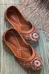 Shop_Cilwana Studio_Brown Multi Thread Pitta Work Juttis_at_Aza_Fashions