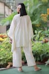 Shop_Ekavira_White Cotton Embroidered Round Kaftan And Mirror Palazzo Set _at_Aza_Fashions