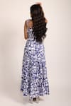 Shop_Aroop Shop India_Blue Velvet Lace Sweetheart Neck Berry Floral Print Maxi Dress _at_Aza_Fashions