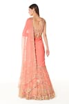 Shop_Rabani & Rakha_Pink Net Embroidery Bead U Neck Adha Lehenga Saree With Blouse  _at_Aza_Fashions