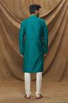 Shop_Samyukta Singhania_Blue Kurta Jacquard Banarasi Silk Floral Work Bodice And Churidar Set _at_Aza_Fashions