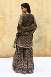 Shop_Label Niti Bothra_Green Pure And Handwoven Banarasi Silk With Bemberg Pattern Kurta Sharara Set_at_Aza_Fashions