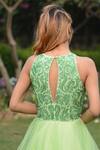 Shop_House Of Mithi Kalra_Green Tulle Sequins, Embroidery Round Neck Bodice Gown _at_Aza_Fashions