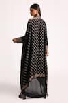 Shop_Kritika Murarka_Black Modal Satin Printed Ajrakh Full Bloom Kaftan And Draped Skirt Set  _at_Aza_Fashions