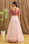 Shop_Samyukta Singhania_Pink Blouse Silk Embroidered Sequin Boat Diamond Pattern Lehenga Set_at_Aza_Fashions