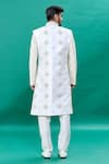 Shop_RNG Safawala_Off White Raw And Dupion Embroidery Thread Jacket Sherwani Set For Kids For Kids_at_Aza_Fashions