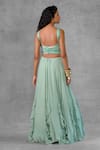 Shop_Riraan Couture_Green Cotton Satin Embroidered Floral Round Ruffle Lehenga Set _at_Aza_Fashions