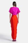 Shop_431-88 By Shweta Kapur_Fuchsia Silk V-neck Tie-up Crop Top _at_Aza_Fashions