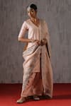 Shop_Weaver Story_Pink Organza Embroidered Zardosi Dupatta _at_Aza_Fashions