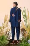 Shop_Shahin Mannan_Blue Poplin Star Splashes Shirt_at_Aza_Fashions