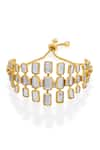 Shop_ISHARYA_Gold Plated Mirror Shiza Embellished Bracelet _at_Aza_Fashions