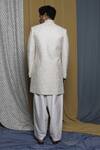 Shop_Krishna Mehta_White Cotton, Viscose Embroidery Floral Sherwani Salwar Set_at_Aza_Fashions