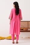 Shop_Shipraa Grover_Pink Chanderi Embroidery Round Neck Miha Kurta And Pant Set _at_Aza_Fashions